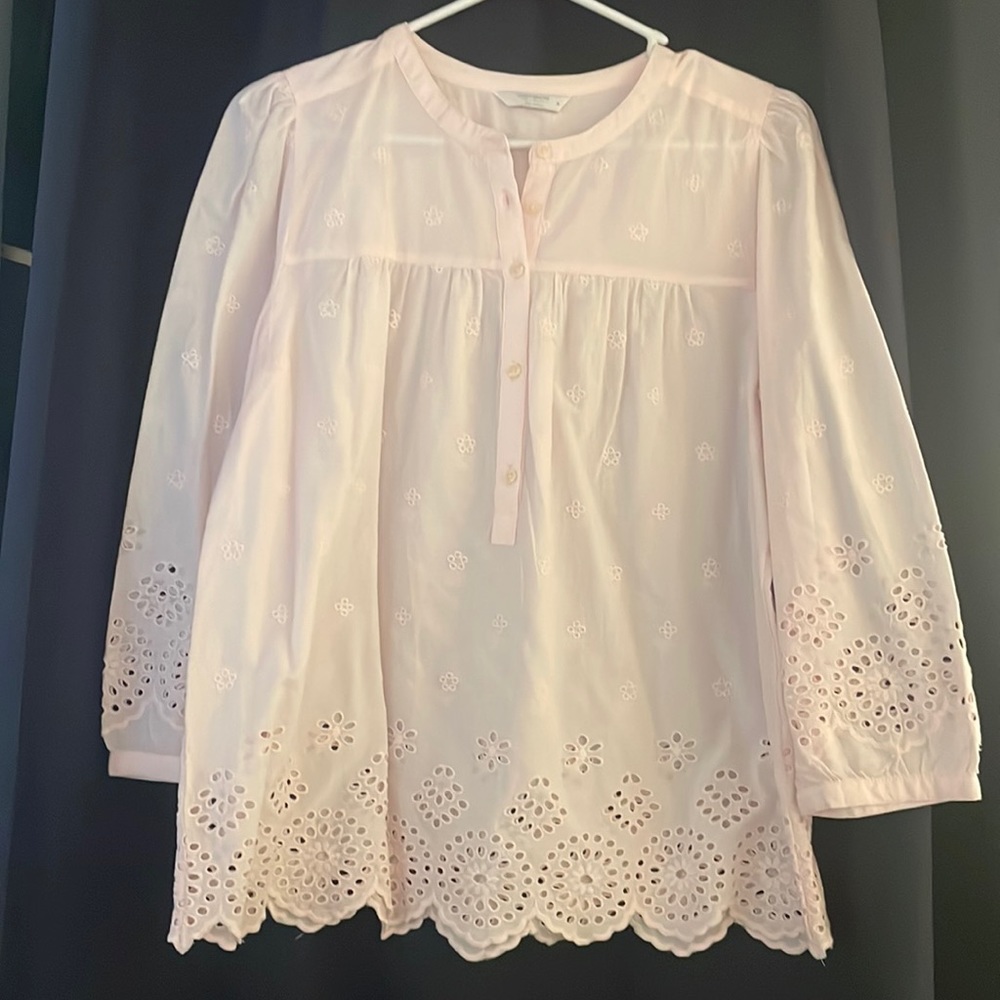 NWT Lucky Brand half button down shirt - pale pink